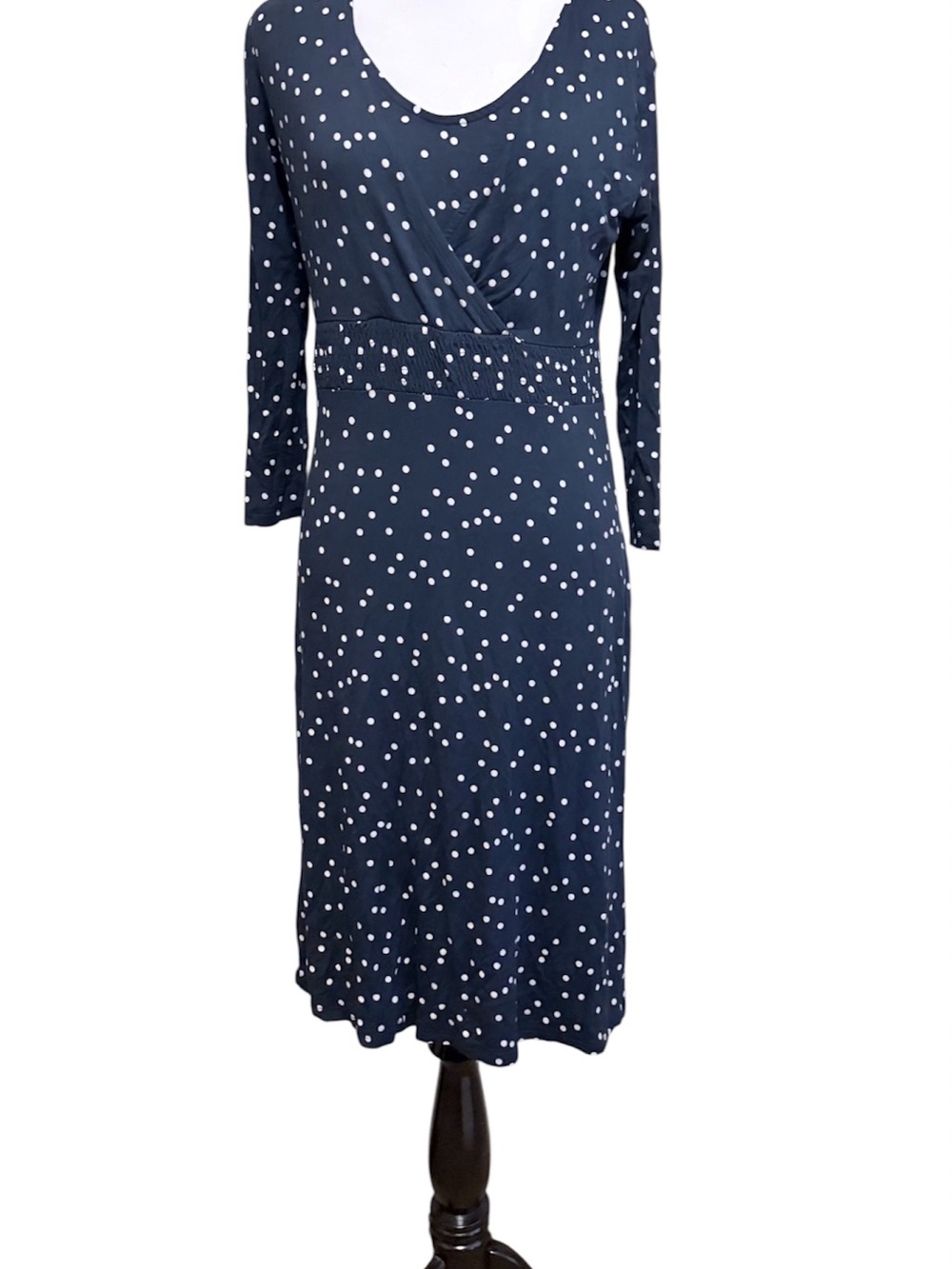 Esprit large Maternity & Nursing Navy Blue Polka Dot Midi Dress